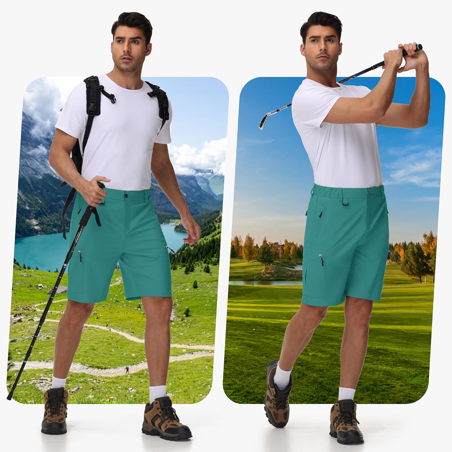 JWM Men's 9" Hiking Cargo Shorts - Turquoise M