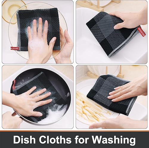 Miniatura 4 de Trapos de cocina a cuadros 100% algodón, 12 x 12 pulgadas, súper suaves y absorbentes, de secado rápido, trapos de cocina para cocina, paquete de 8,