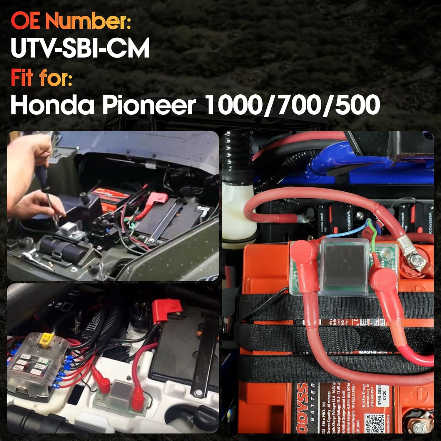 12V UTV Dual Battery Isolator Connect & Monitor Kit Fit for Honda Pioneer 1000/700/500, Replace# UTV-SBI-CM
