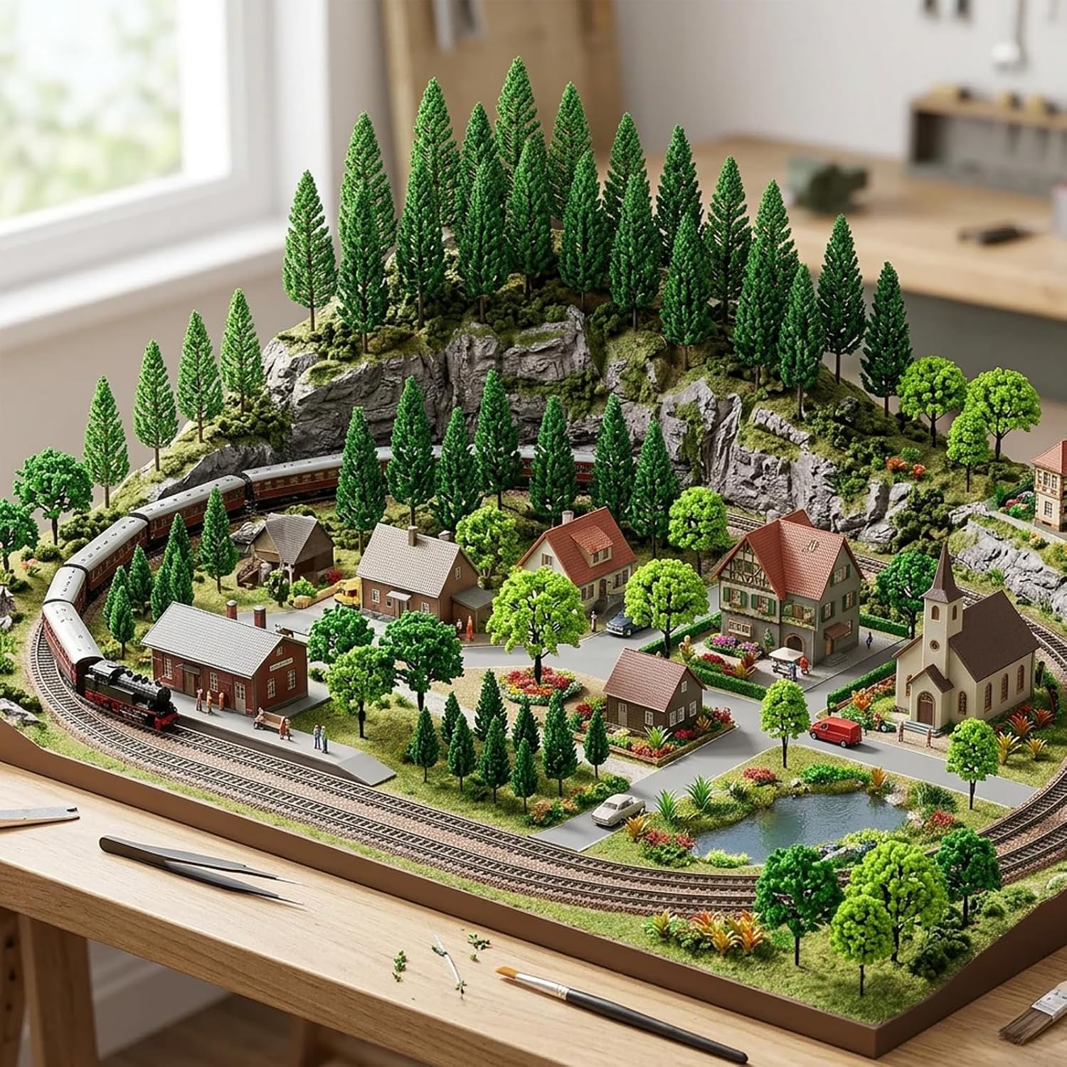 Model Trees 1.1-5.1inch Mixed Diorama Green Model Trees Colorful Grass Architecture Mini Trees for Crafts Building Model Railway Scenery Landscape Supplies image 4