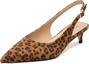 MOVINSTEPS Women's Slingback Kitten Heels Comfortable Pointed Closed Toe Low Heel Pumps Bridal Business