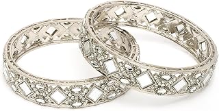 ZENEME Traditional Square Shaped Mirror & Pearl Studded Bangles Set Of 2 For Women & Girls Price In India