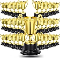 Fumete 60 Pack 3.4 Inch Mini Golden Plastic Trophies for Kids - Sports Awards, Party Favors, Classroom Rewards & Tournaments