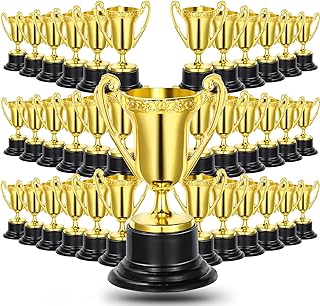 Fumete 60 Pack Mini Trophies for Kids 3. 4 Inch Plastic Golden Award Trophies Prize for Sports, Party Favors, Kids Classroom School Rewards, Competition or Celebration Awards, Sports Tournament