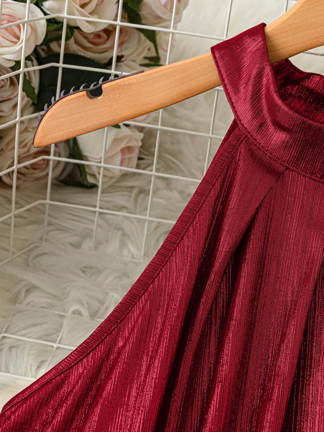 SISKIN Satin Halter Dress Pretty Garden Dresses Holiday Party Dress High Neck Short Cocktail Dress Womens Cocktail Attire