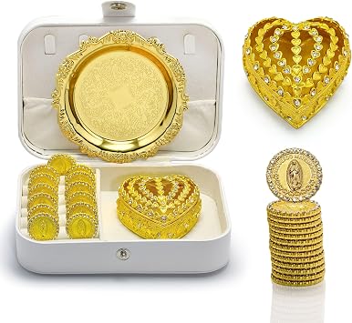 Arras Para Boda Catolica, Wedding Coins Arras, Aras Coins and Decoracion Box, Gold.