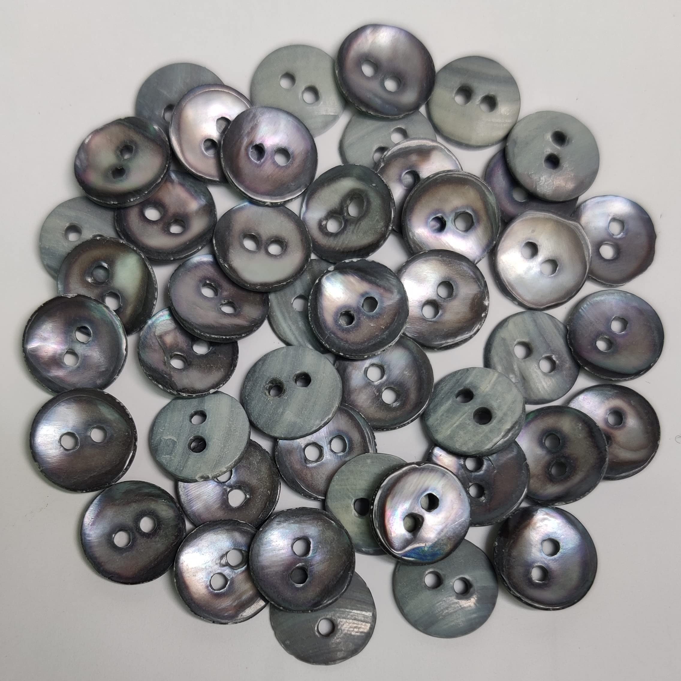 Designerbox sea Shell Button Mother of Pearl 2-Hole Button for Perfect Swing Fashion Buttons,Decorative ,Shirts,Pants,Jackets,Kurtis and Also Used for DIY Crafts (Grey Color Pack of 50 ,Size- 1.1cm )