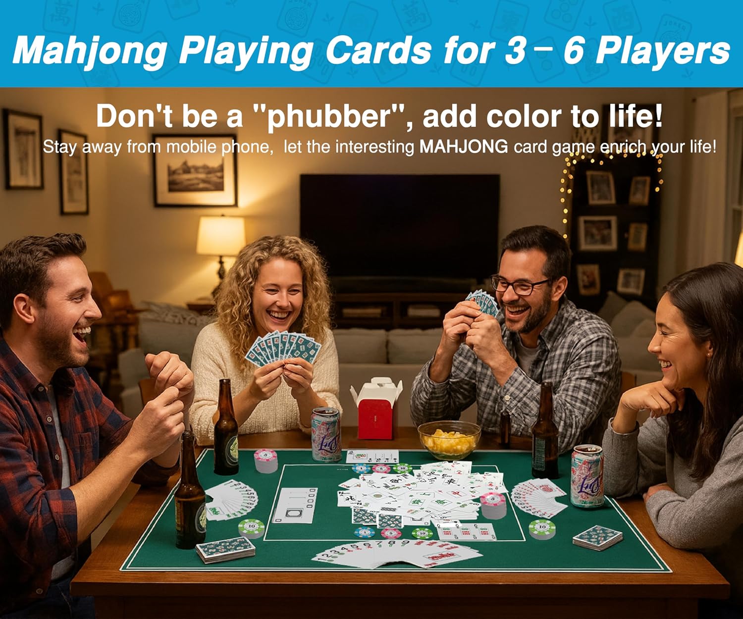 American Mahjong Tile Set: Mahjong Playing Cards,166 Mahjong Cards, Portable Deluxe Set with Dice, Chips &Game Guide, Easier Than Traditional Tiles,Fun for Any Occasion