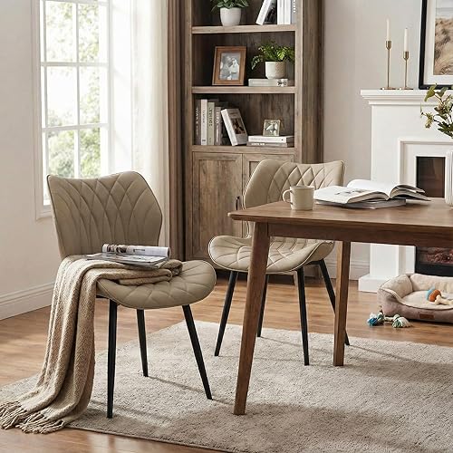 YOUNIKE Dining Chairs Set of 2, Upholstered Leather Kitchen Dining