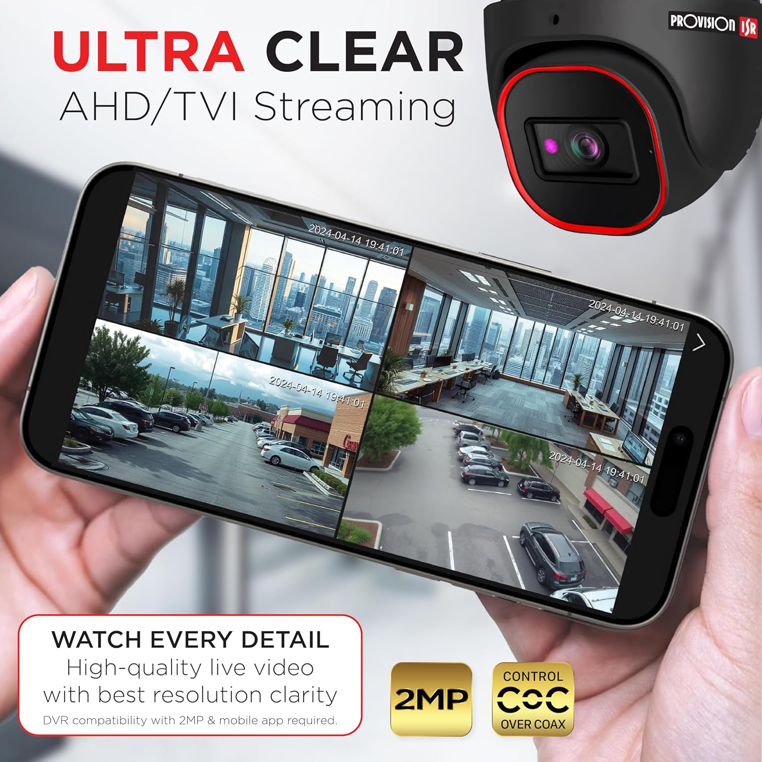 Smartphone displaying live camera feeds