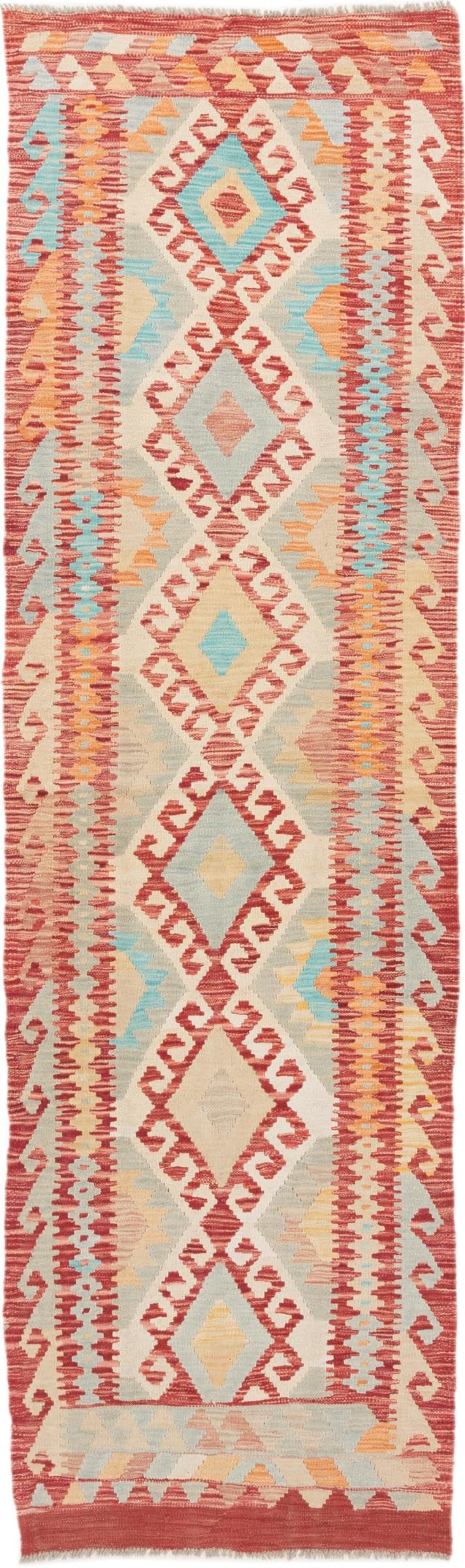 Tapis de course en laine Kilim Afghan 83x281 cm tissé main style authentique