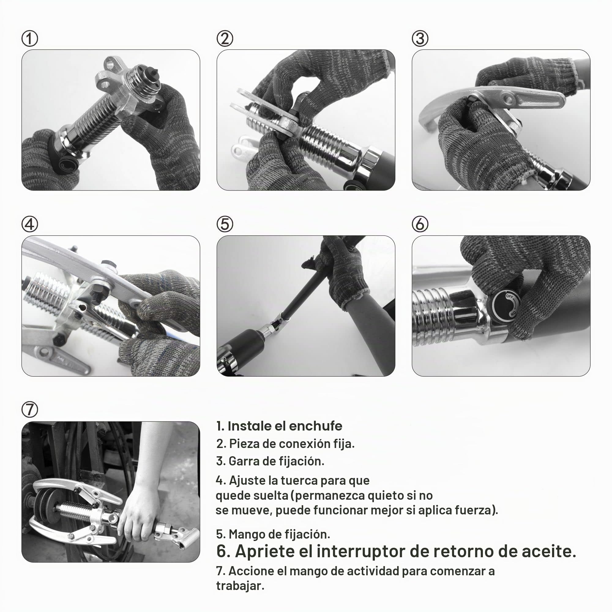 AMZCNC Extractor de rodamientos hidráulico 10T 2 3 brazo 250 mm 360° cabezal giratorio | Para talleres de automóviles mecánicos rodamientos de rueda cubos poleas engranajes bridas ejes de transmisión desmontar