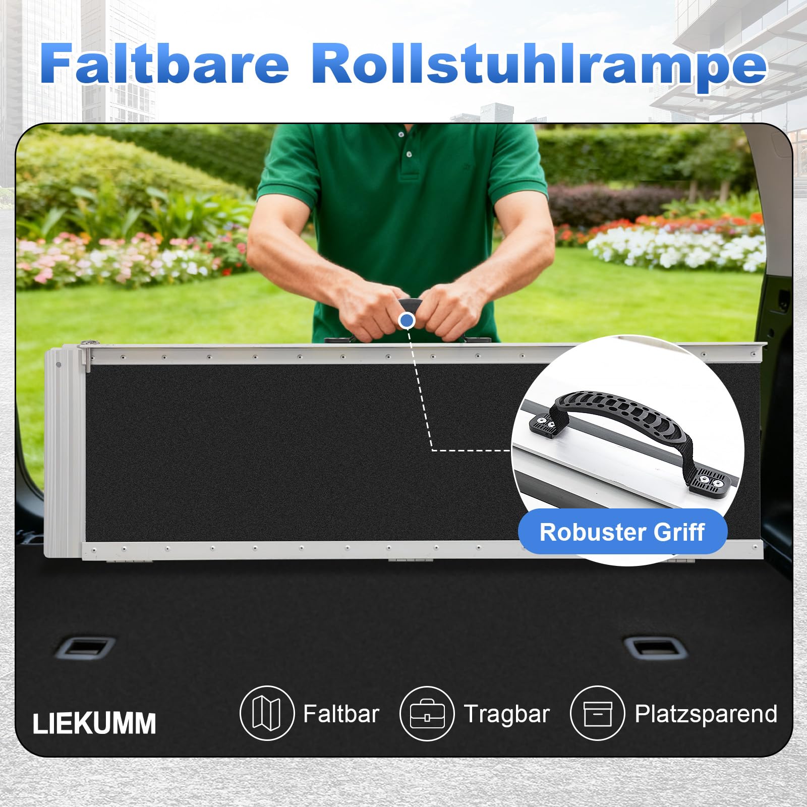 LIEKUMM Rampas para Silla de Ruedas 243 cm, Capacidad de Carga 300 kg Aluminio Rampa Antideslizante, Rampa Silla de Ruedas Portátil para Escalera, Escalon, Umbral, Menaje del Hogar