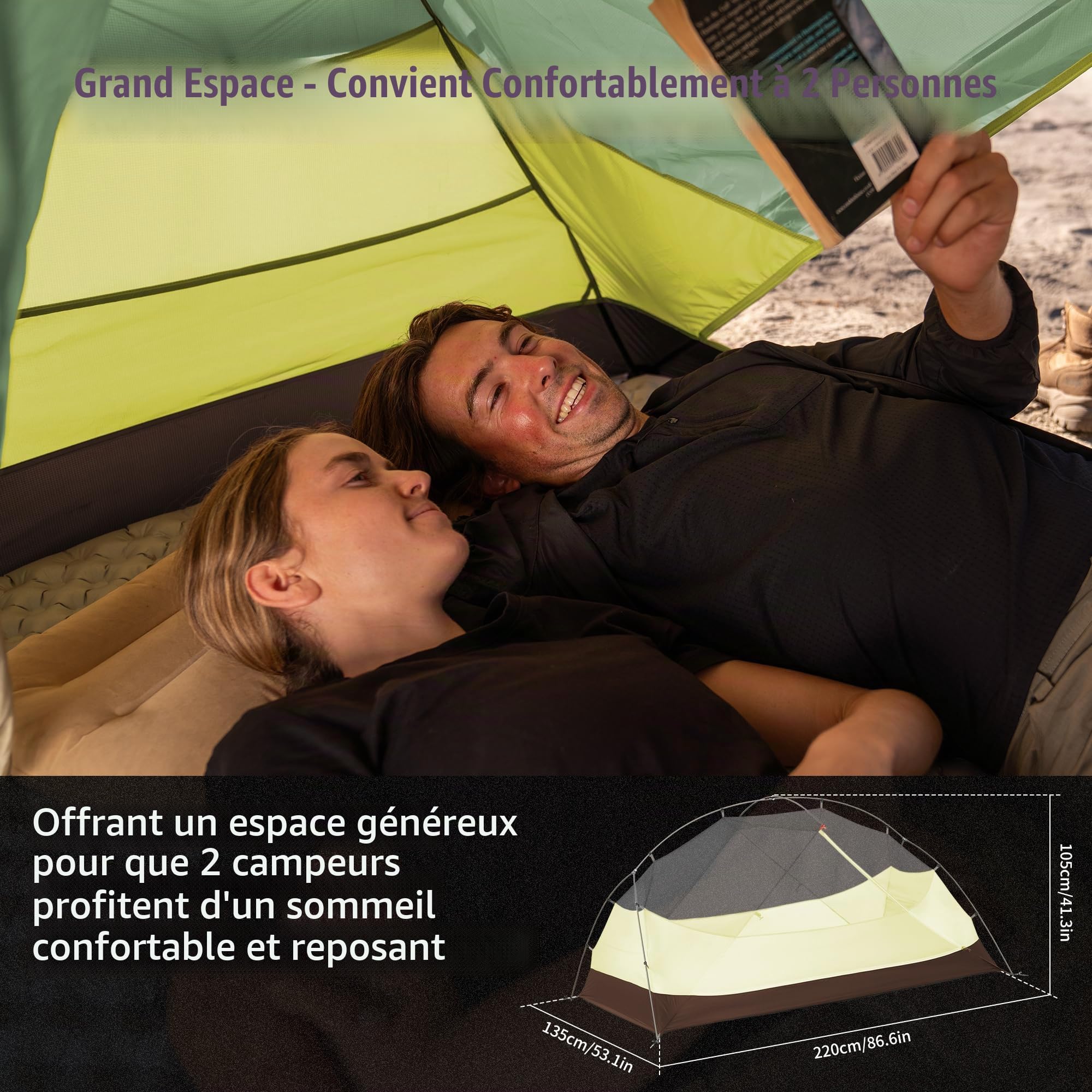 Naturehike Mongar Base Tente de camping 2 à 3 personnes ultra légère étanche pour l'extérieur, le trekking, la randonnée