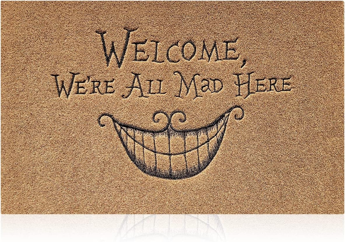 AOAOPQ Funny Door Mats Outdoor Welcome Mats for Front Door with Non Slip Rubber Backing,Heavy Duty Teeth Indoor Doormat for Entrance Hallway Hall Garden Entry Rug Brown