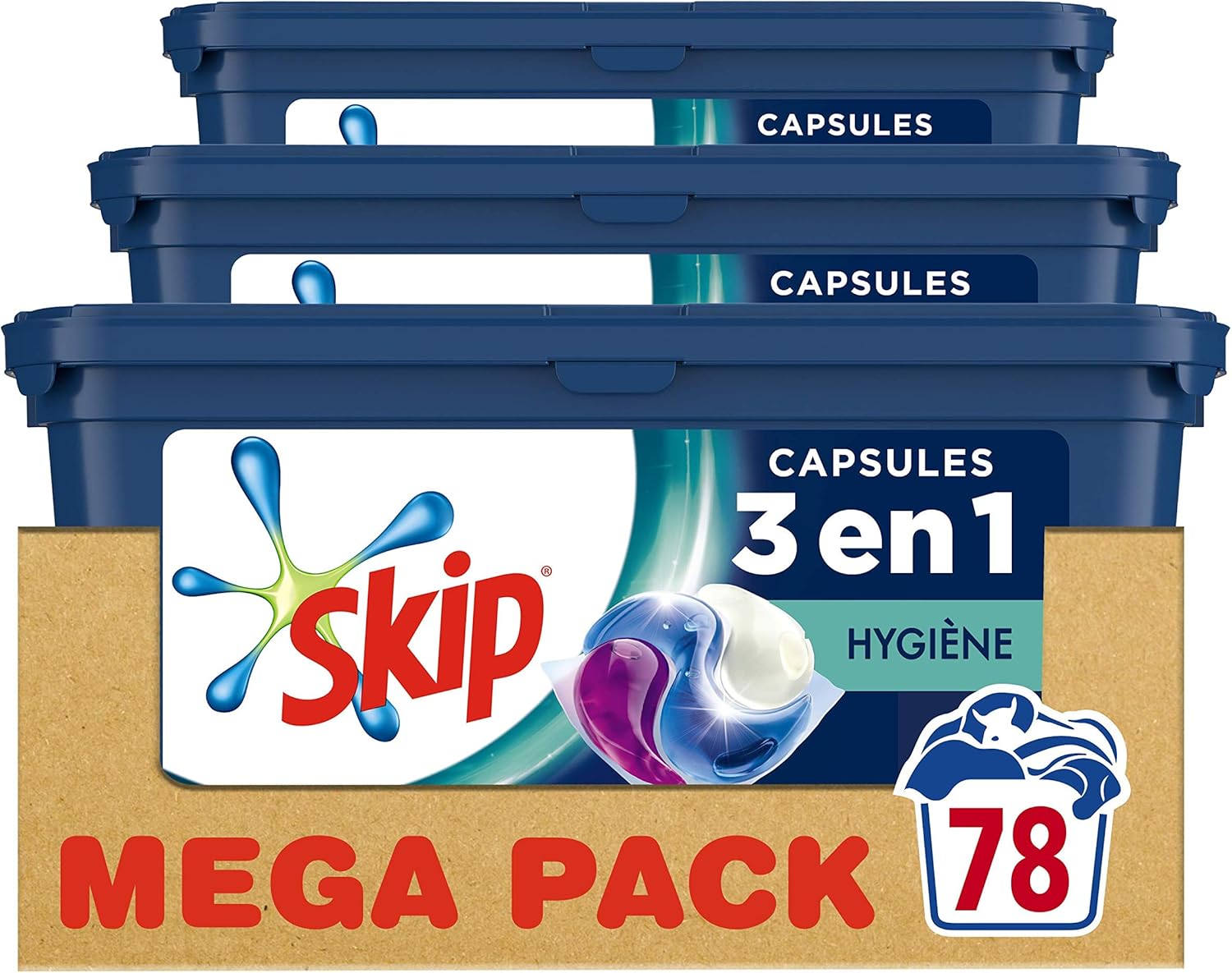 Skip Laundry Detergent Capsules 3 in 1 Ultimate Hygiene x78, Ideal