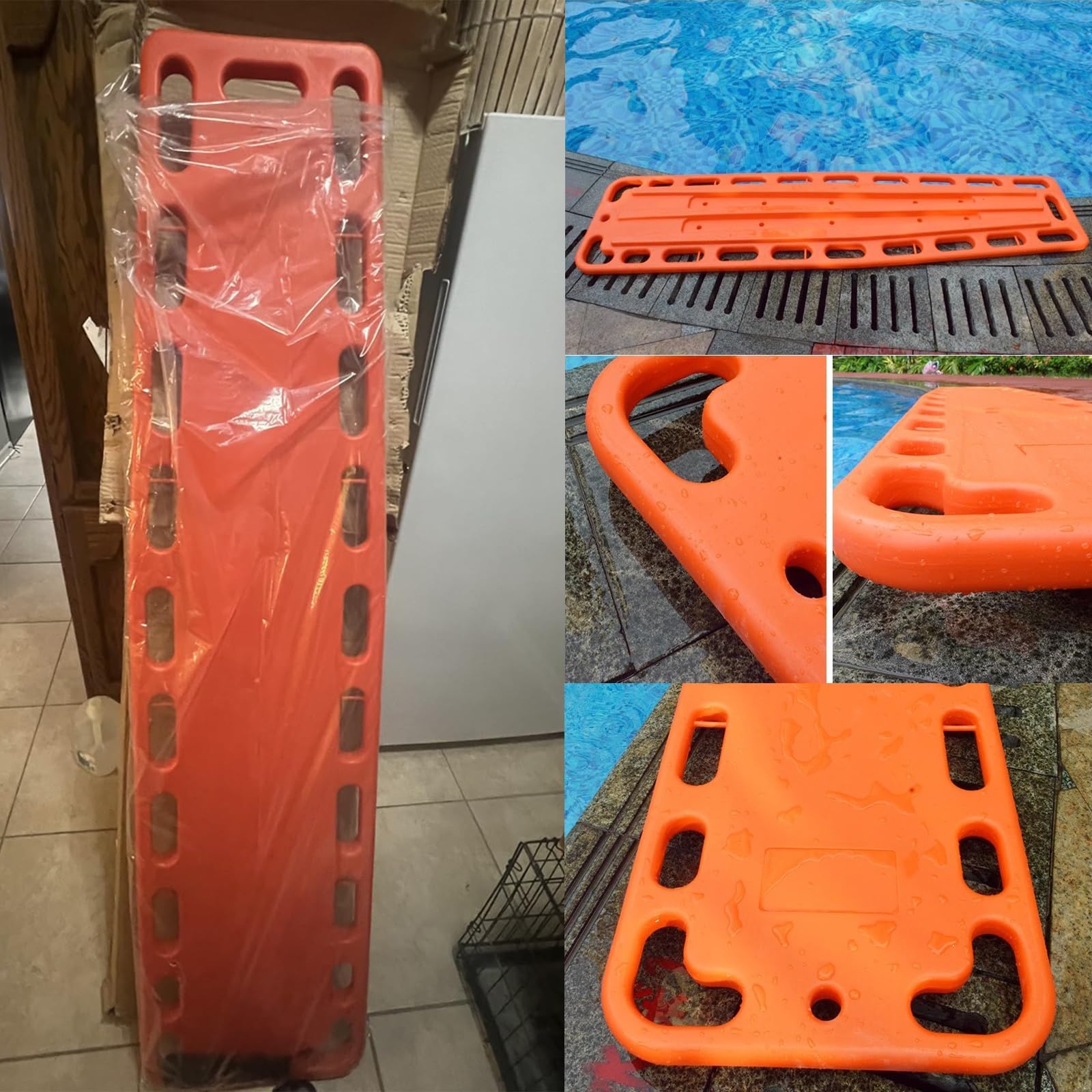 HAIXHX Spineboards Schwimmende Rettungstrage, Kunststoff Wasser Lebensrettungsbrett Wirbelsäulenbrett, Traumabrett Für Den Transport Von Verwundeten Und Kranken, Tragfähigkeit 350lbs