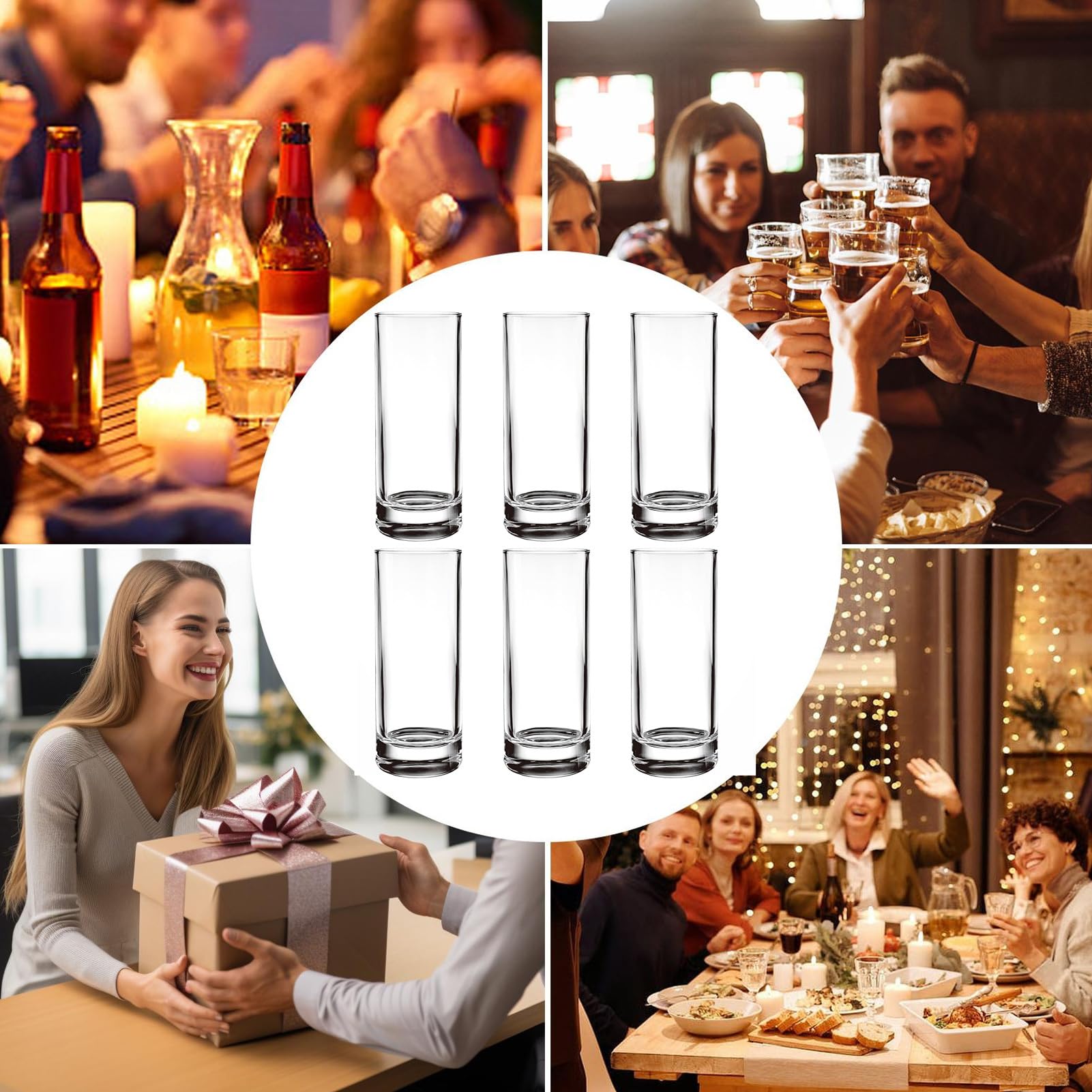 Szklanki 6 Sztuk Wielorazowe Kubki Do Wody, Koktajli, Kawy Mrożonej, Piwa, | Szklanki Do Codziennego Picia 290ml Do Wody Koktajli Piwa Whisky Na