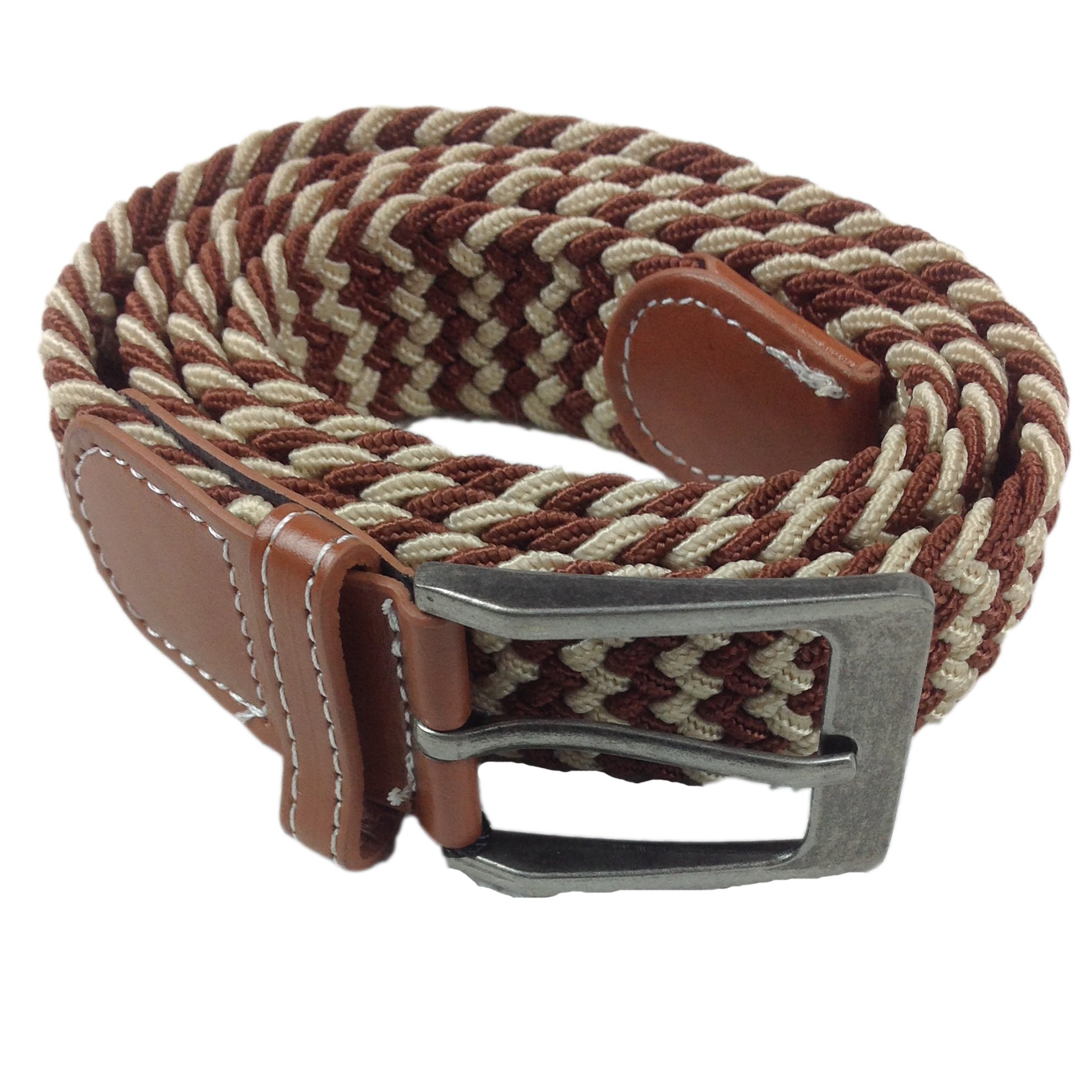 Carabou Men's Red Expand A Band Fully Adjusting Stretch Belt One Size Pattern 28-48 Inch Waist Comfortable Stretchy Woven Belt Metal Buckle Finished With Leather Like Pu Brown Material Boys Beige Brown Navy