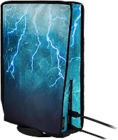 Vista 8 de PlayVital Dust Cover for PS5, Waterproof Console Cover, Soft Nylon, Compatible with Digital & Disc Edition - Green Storm Thunder