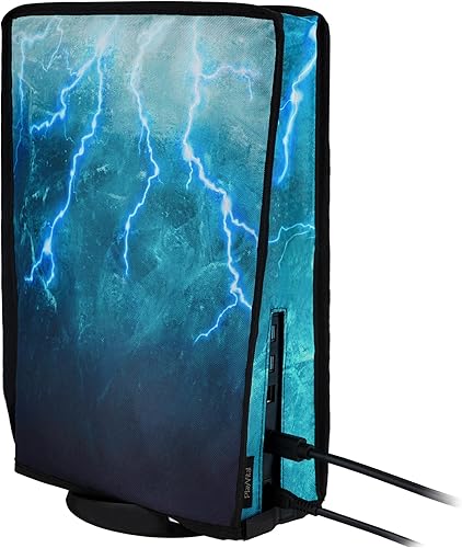 Miniatura 8 de PlayVital Dust Cover for PS5, Waterproof Console Cover, Soft Nylon, Compatible with Digital & Disc Edition - Green Storm Thunder