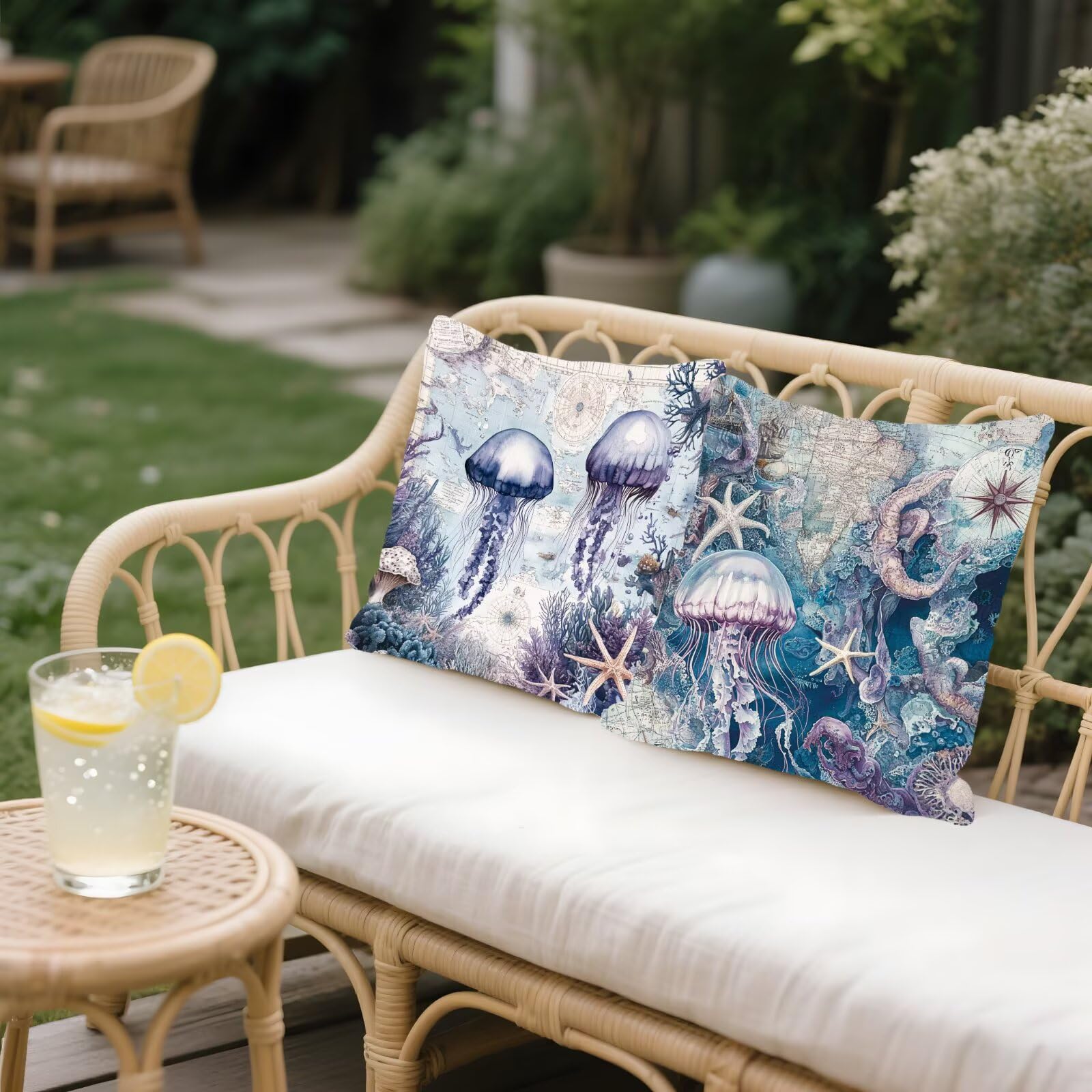 Cojines Sofa Fundas Cojines 65x65cm SúPer Suave Cojin Azul Animal Juego de 4, Fundas Almohada Impermeable Exterior, Interior Y Exterior Cojin Decorativos, JardíN Sillaterraza Regalos NavideñOs P-359