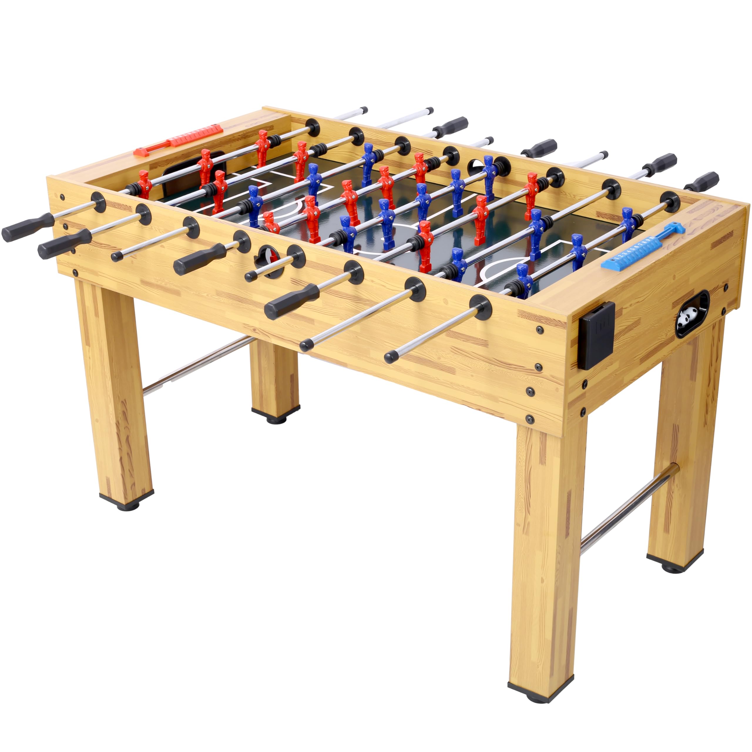 Maymalze 54 Inch Hurricane Foosball Table for Family Game Rooms with Light Cherry Finish, Analog Scoring and Free Accessories (Light Brown)