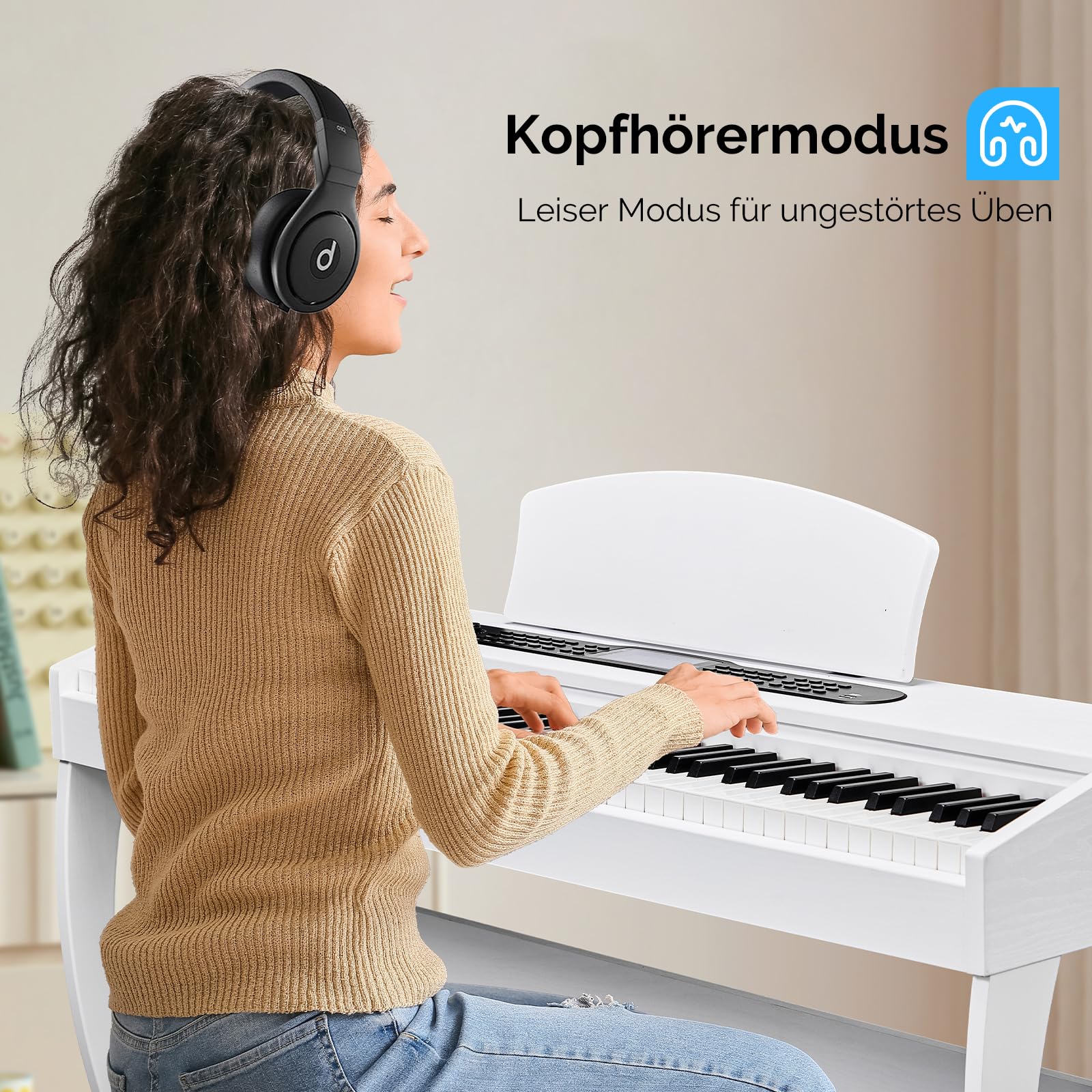 Bonnlo Piano digital con 88 teclas ponderadas, piano electrónico con unidad de 3 pedales para principiantes, MIDI USB, doble Bluetooth, pantalla LCD, altavoces estéreo, 800 sonidos y 200 ritmos, color