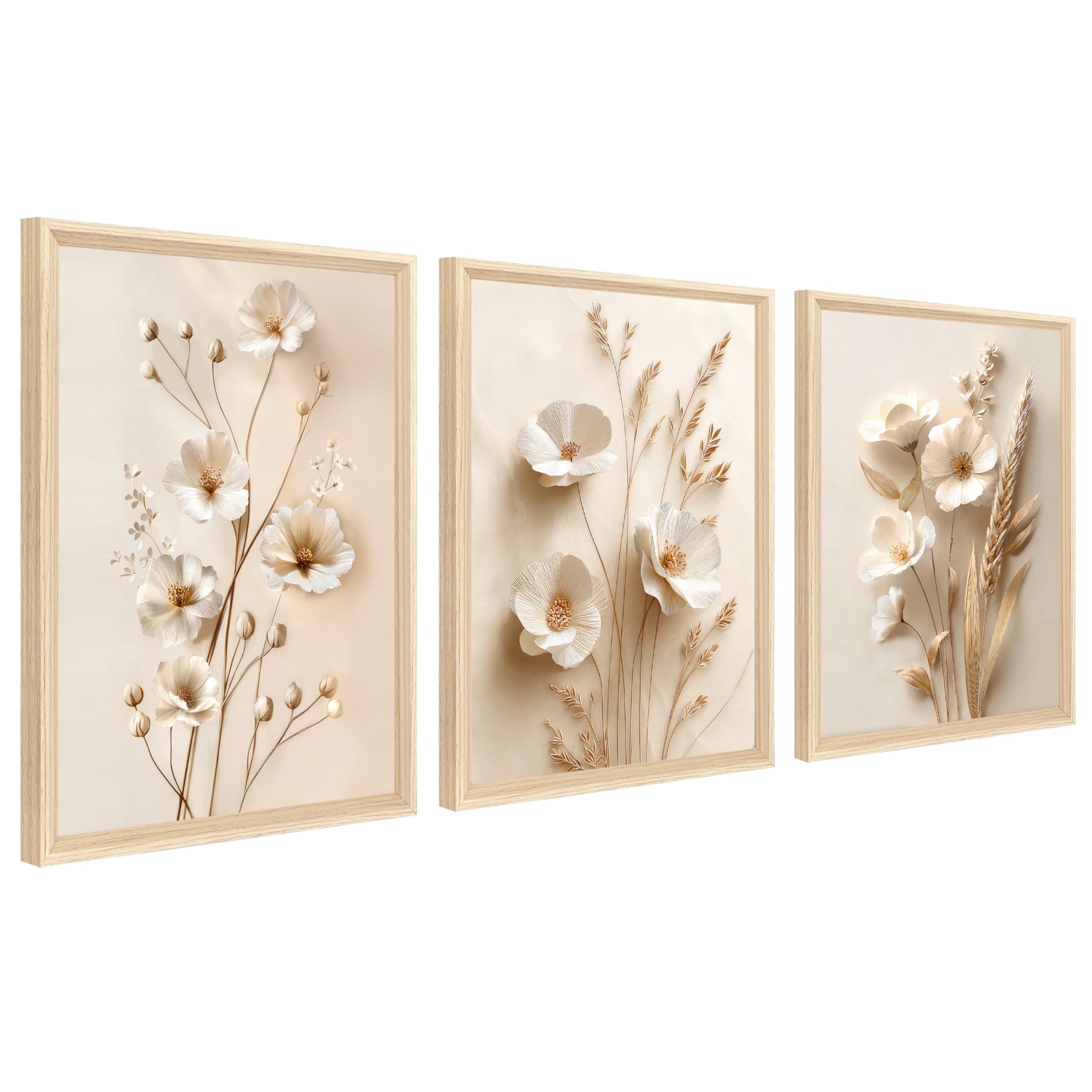 3Pcs Wooden Framed Boho Canvas Wall Art Orange Abstract Leaves And Sun Painting Canvas Prints Nordic Minimalist Geometric Picture for Living Room Bedroom Hallway Home Wall Decor 120x60cm(16"x24"x3pcs) — view 61