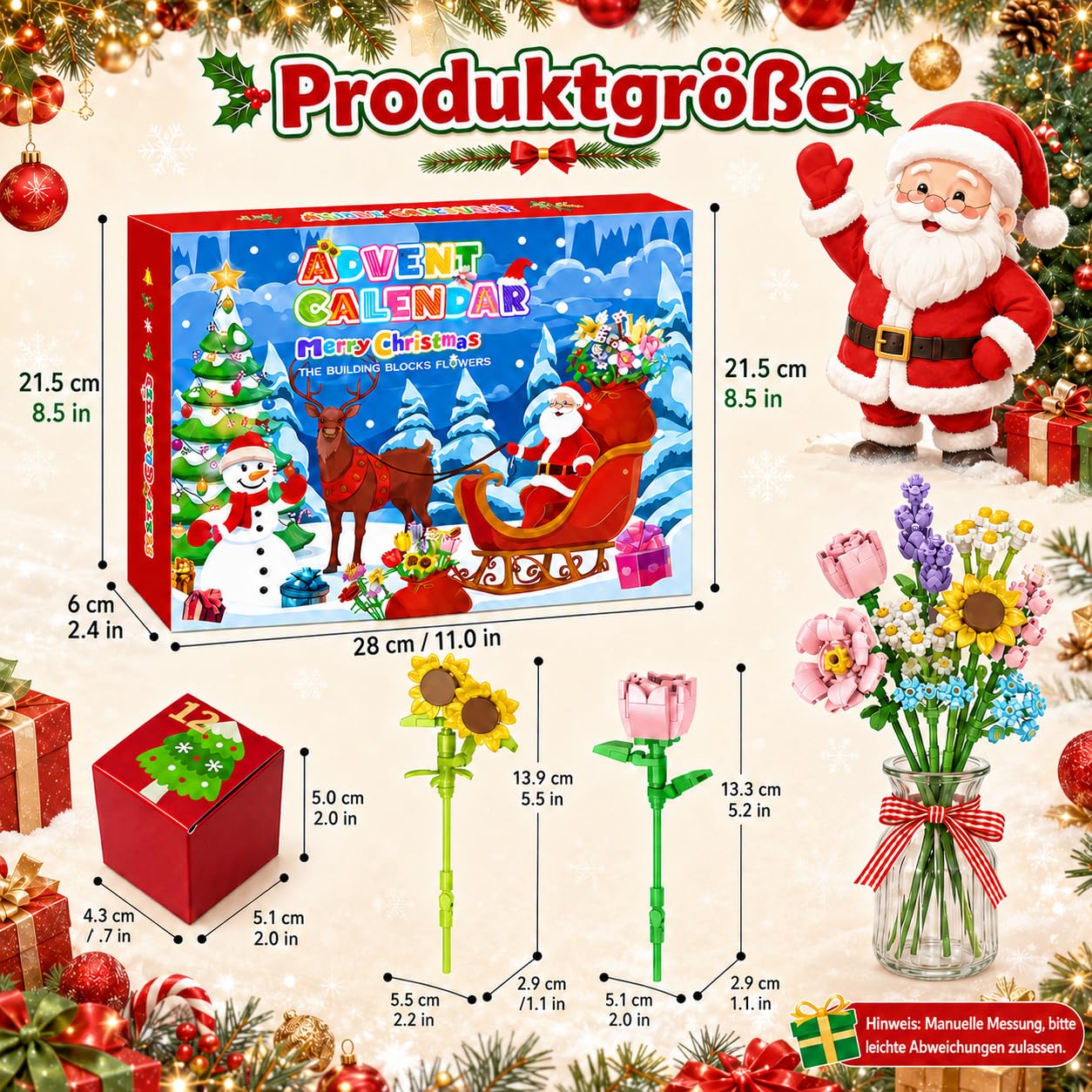Calendrier de l'Avent 2025 Building Blocks Fleurs 24 jours Calendrier de l'Avent 24 jours – Blocs de construction Fleurs 24 Surprise (Fleurs)