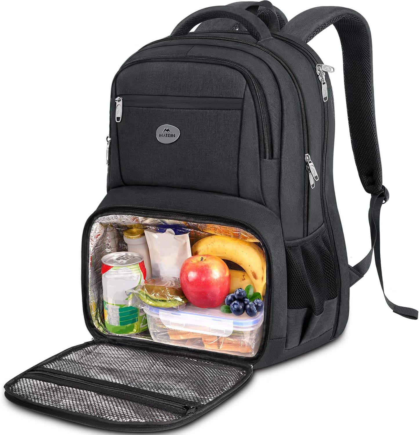 MATEIN Laptop Rucksack mit Kühlfach, Lunch Rucksack Reiserucksack Herren mit USB Ladeanschluss, Anti Diebstahl TSA Freundlich Kühlrucksack für Business Arbeit Schulrucksack
