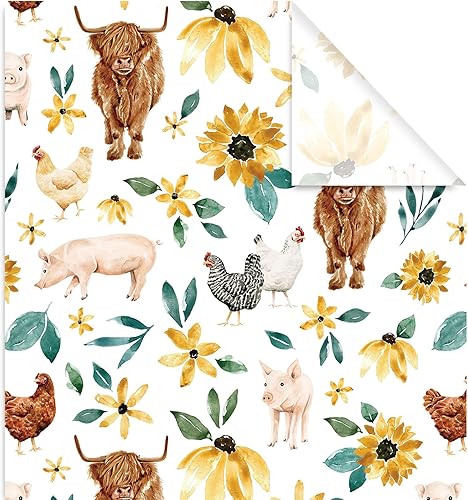 Miniatura 1 de JarThenaAMCS 6 hojas de papel de regalo de girasol de vaca de las tierras altas, no enrollable, papel de arte decorativo plegado plano para