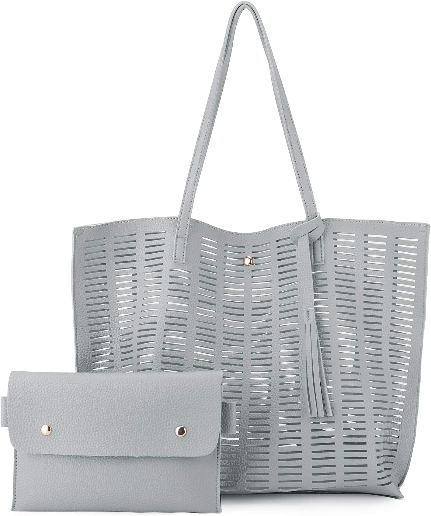 Women's Faux PU Leather Tote Shoulder Purses Bag for women, Big Capacity Tassel Handbag