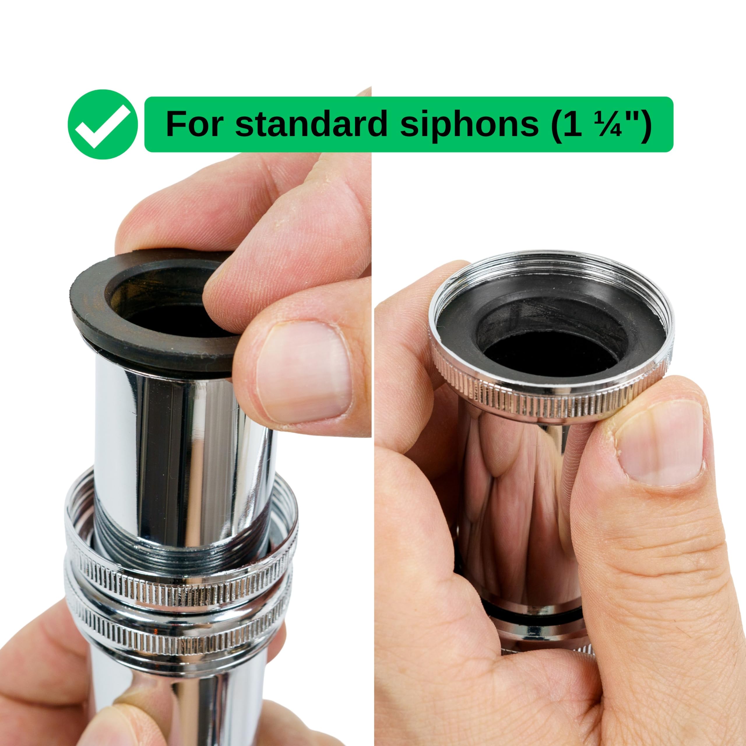 Set di guarnizioni per sifoni da 1 ¼", 4 guarnizioni a cuneo, 6 guarnizioni piatte, in gomma, in nero, per bagno, cucina, guarnizione per lavabo, anelli di tenuta per scarico da 1 1/4 di pollice