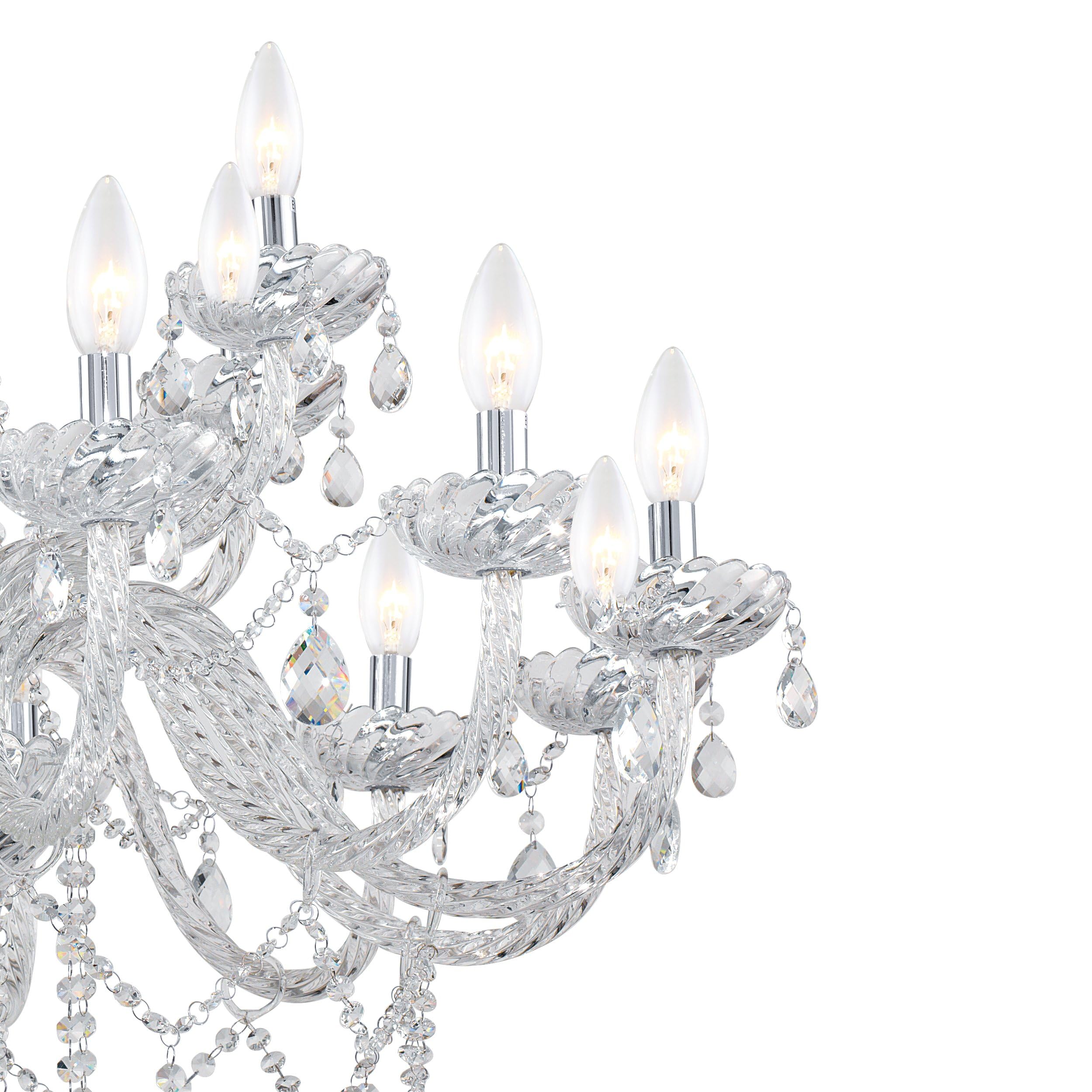 Eglo Lámpara colgante Basilano 1, candelabro vintage de 18 luces | estilo shabby chic, lámpara suspendida de acero y vidrio cromado, transparente, lámpara para mesa de comedor y salón con E14