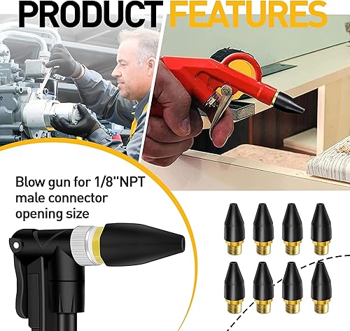 Miniatura 9 de 3 piezas de herramientas de aire de goma para punta de boquilla de aire, pistola de soplado punta de goma para herramienta de aire, piezas de