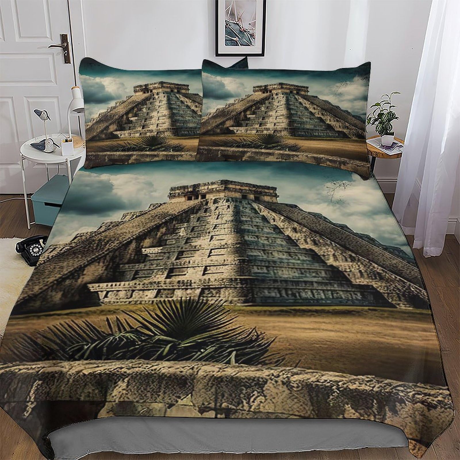 Parure de lit Chichen Itza microfibre hypoallergenique King haut de gamme
