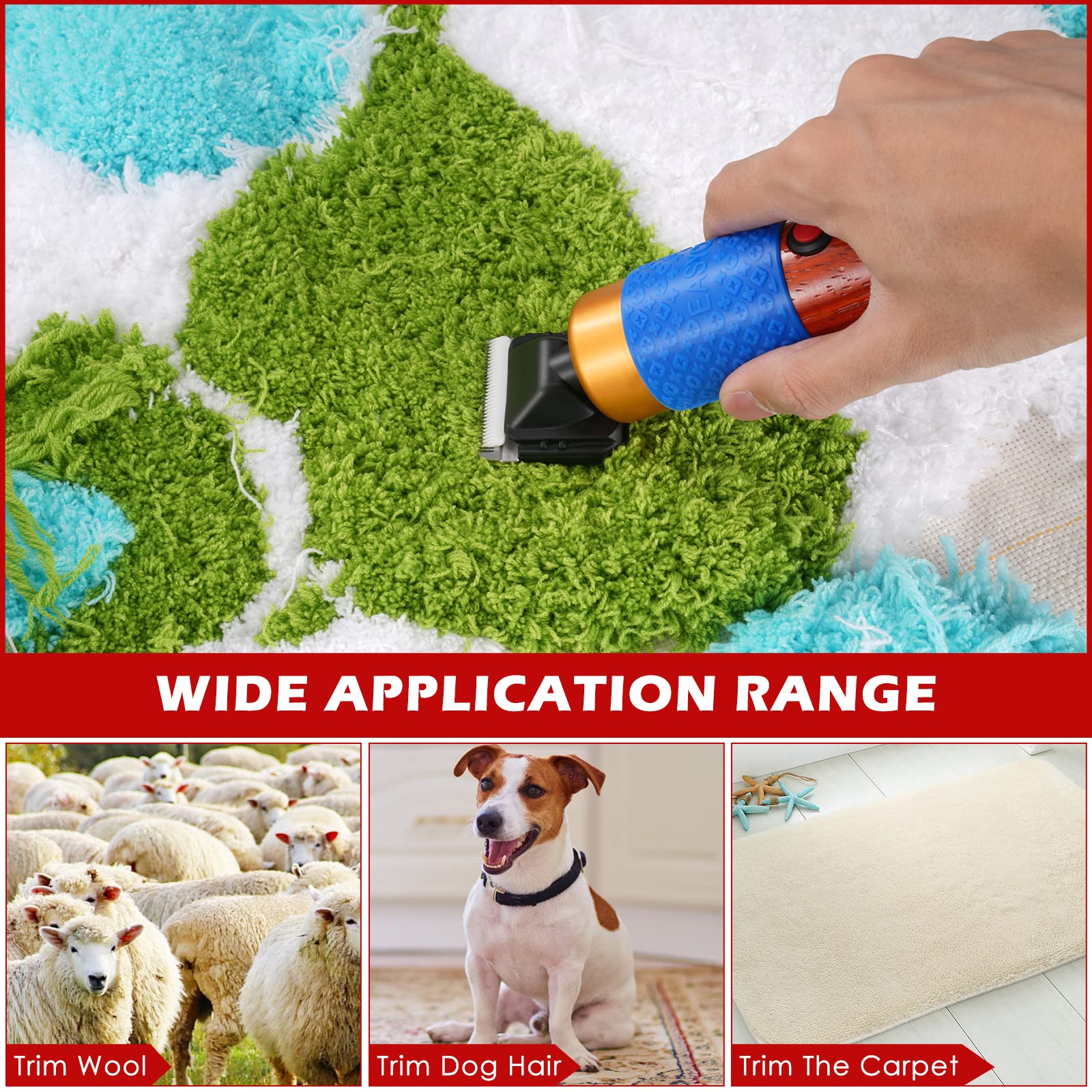 Tondeuse à Tapis avec Guide,Tufting Trimmer Tondeuse Tondeuse Kit,Tondeuse de Toilettage de Tapis Vitesse Réglable Tondeuse Électrique à Chien et à Chat pour Tissage de Tapis