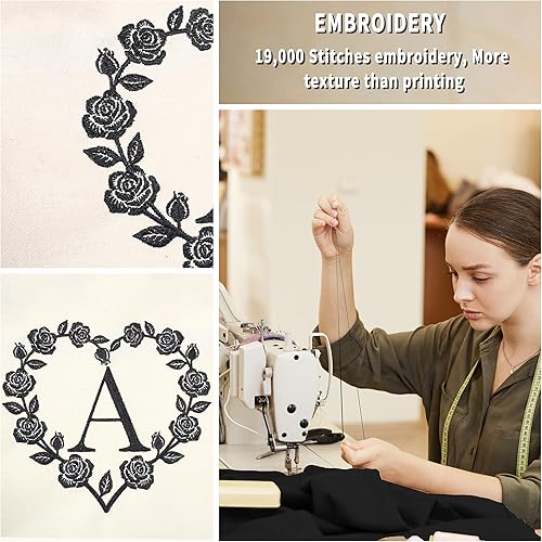 Miniatura 2 de YOOLIFE Regalos para mujeres  Bolsa de lona con iniciales para la playa y bolsa de maquillaje, regalos de cumpleaños, regalos de graduación para ella