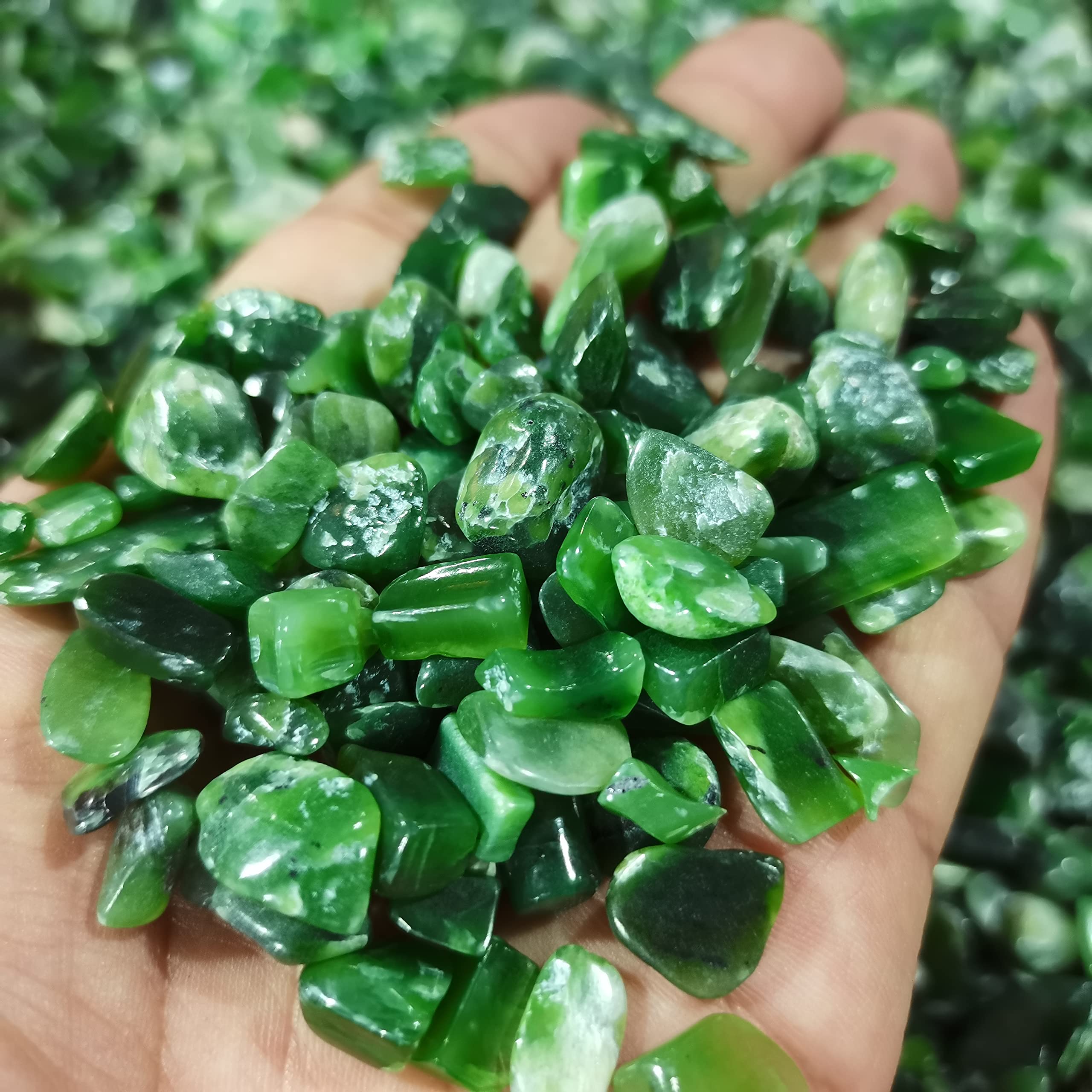 Crystal 8-10mm Green Jasper Grava Cristales Colección Stones Brujería Peceras y acuarios Decoración Se Puede Usar for (500g)