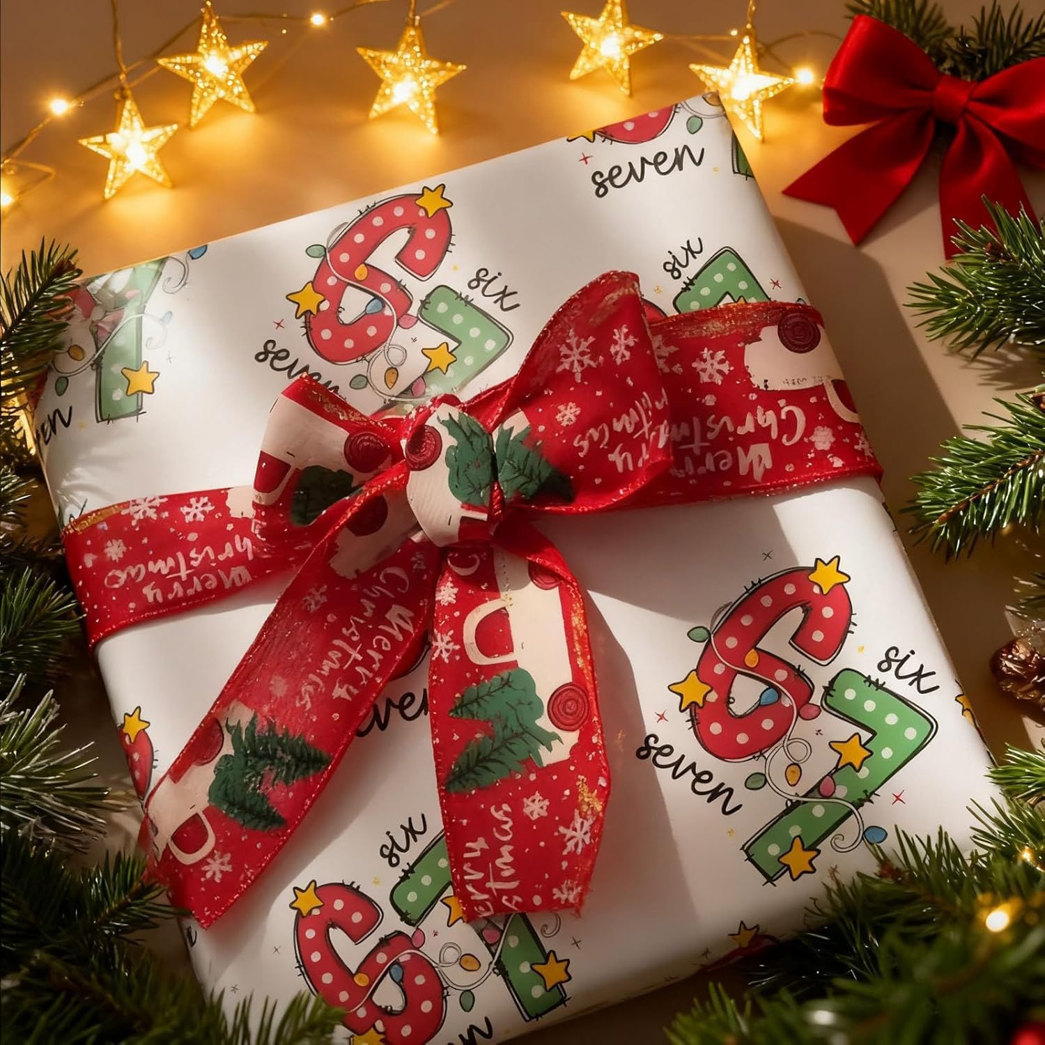 UKM 2Pcs 67 Christmas Wrapping Paper, 67 Wrapping Paper Christmas Gift Wrap, Funny 67 Edition, 2025 Funny Holiday Gift Wrap for Holiday, Birthday, Year-Round DIY Crafts (A, 19 * 36 in)