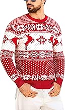 Marvmys Christmas Sweaters Men Winter Sweater Funny Snowflake Elk Round Neck Pullover Christmas