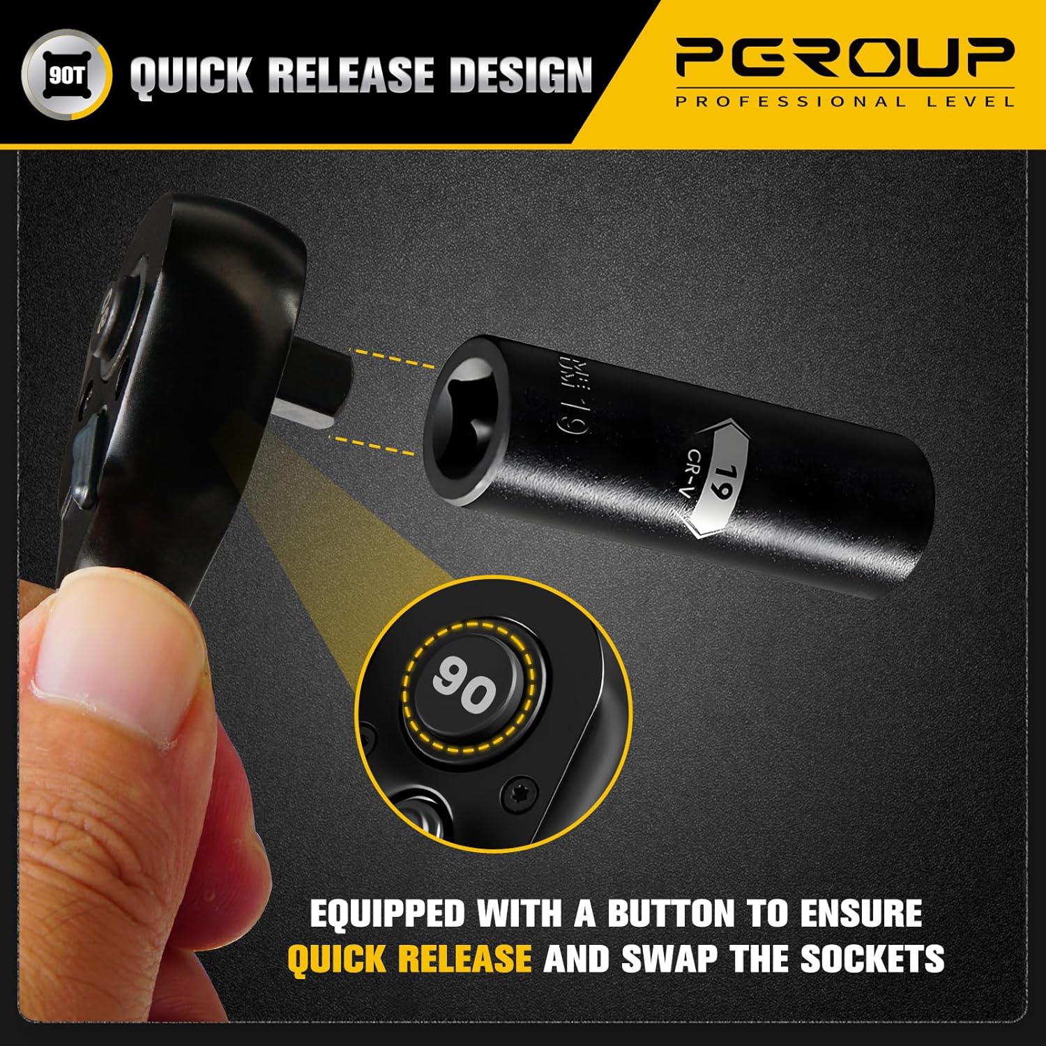 3-Piece Stubby Ratchet Set, 1/4”, 3/8”, 1/2” Drive 90-Tooth Mini Small Ratchets Wrenches, Quick Release Reversible Ratchet Wrenches for Repairing, Home, DIY, Chrome Alloy Made