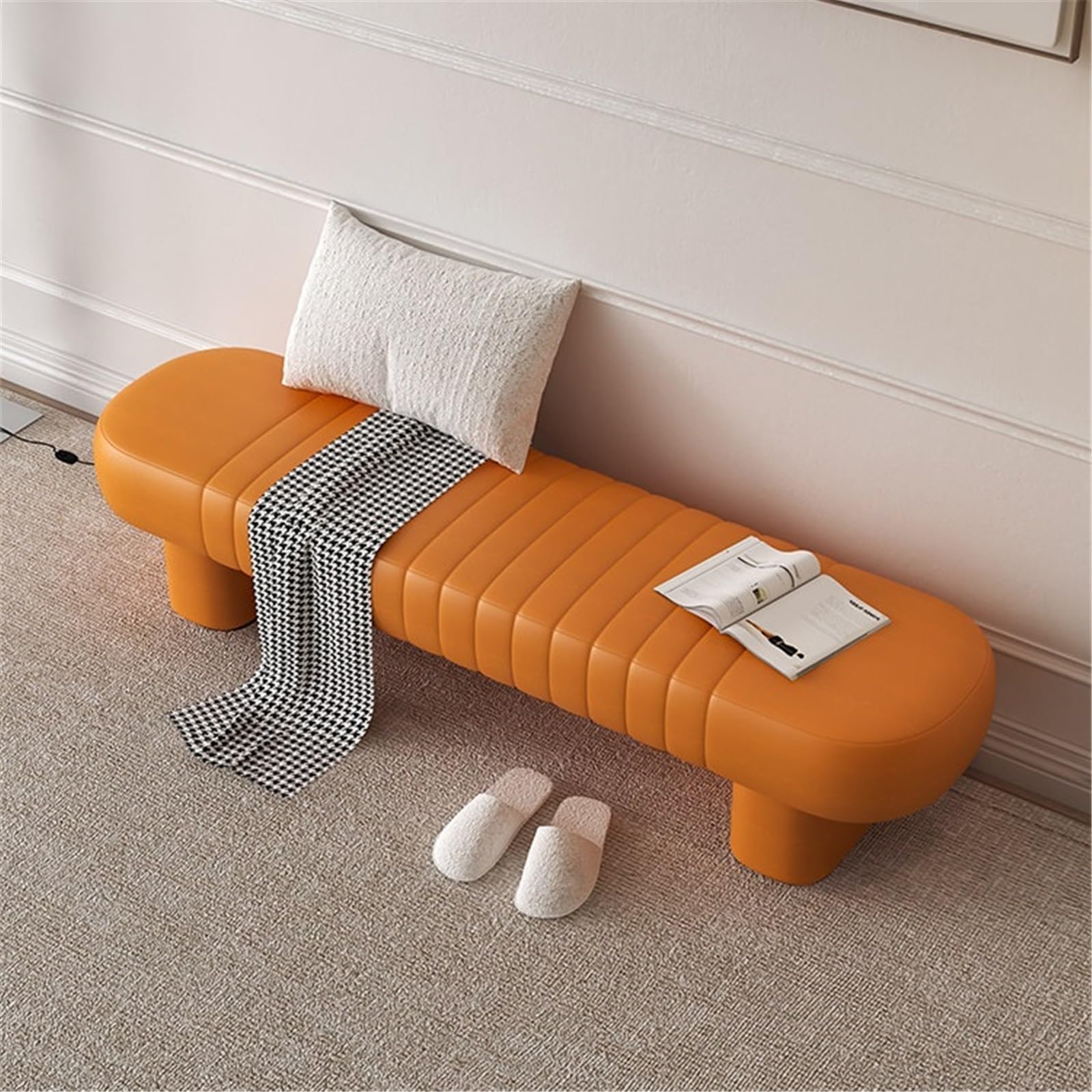 Nowoczesny Dom Drewniane Tapicerowane Skórzane Buty Zmiana Sofa Ławka Łóżko Odpoczynek Wejście(Średni)