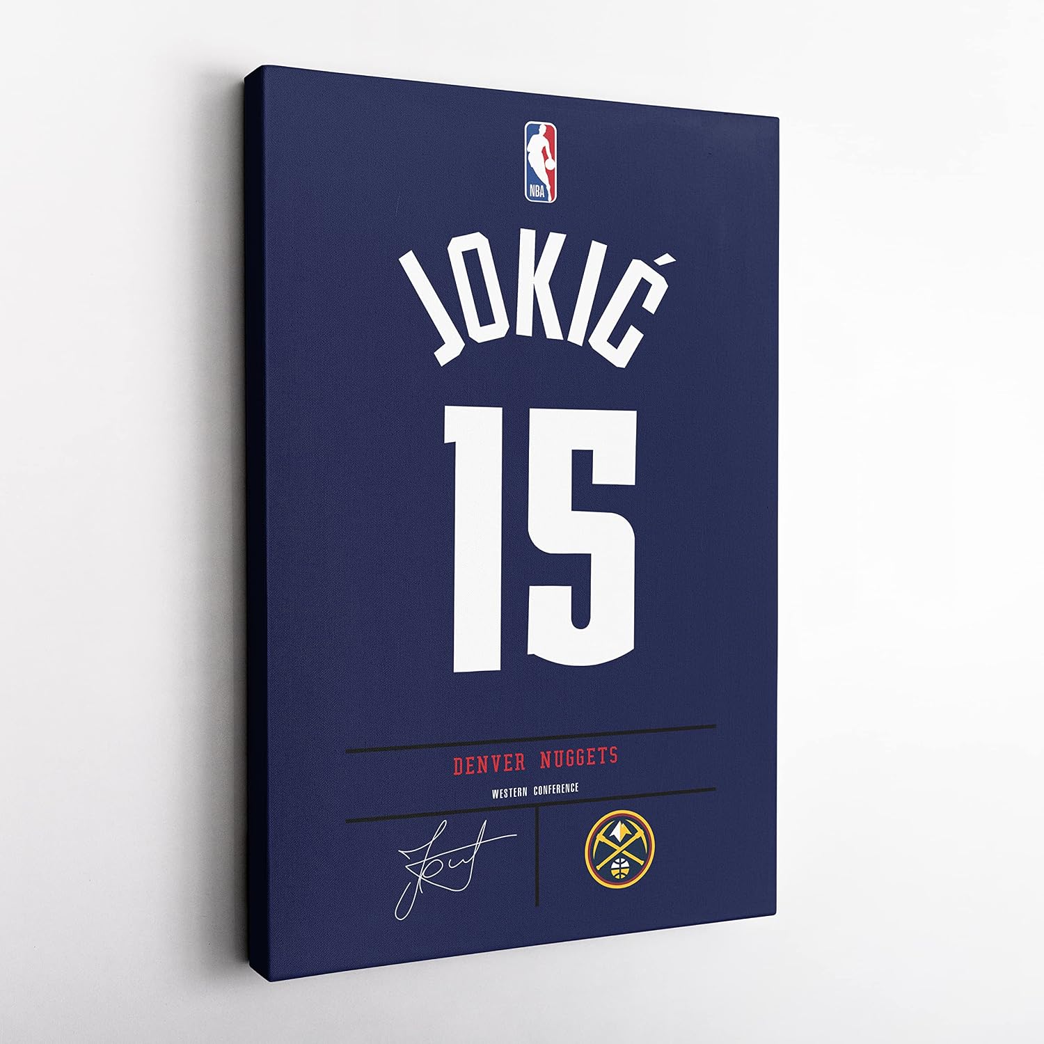 MW MERWEZI Nikola Jokic Jersey Art Denver Nuggets NBA Wall Art Home Decor Hand Made Poster Canvas Print(Stretched on Wood, 12"x18")
