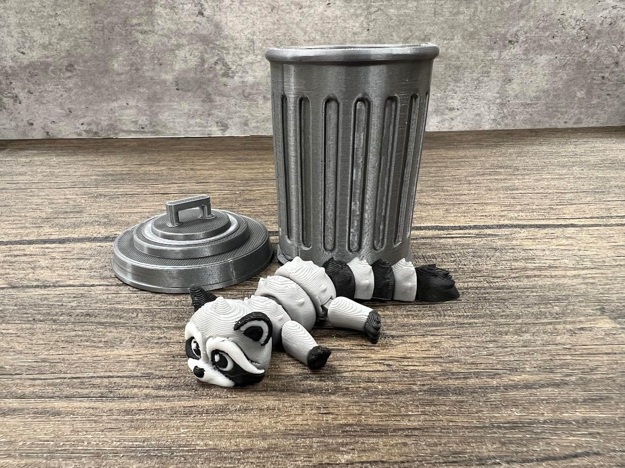 Munnygrubbers - Racoon with Trashcan - Trash Panda in Dumpster Fire - Racoon and Trash Can - Articulating Fidget - 3D Printed Movable Toy - Fidget Toy - Novelty Gift - Made in USA - Image 4