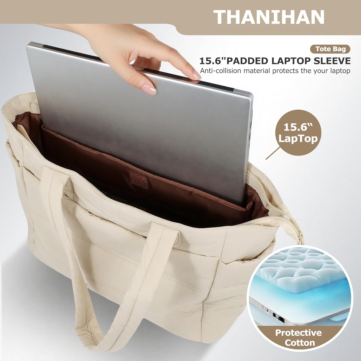 Tote Bag for Women ，Travel Puffy Tote Bag For Women，Puffer Work Tote Handbag、Shoulder Bag Handbag for Travel, Work, Gym - Image 6