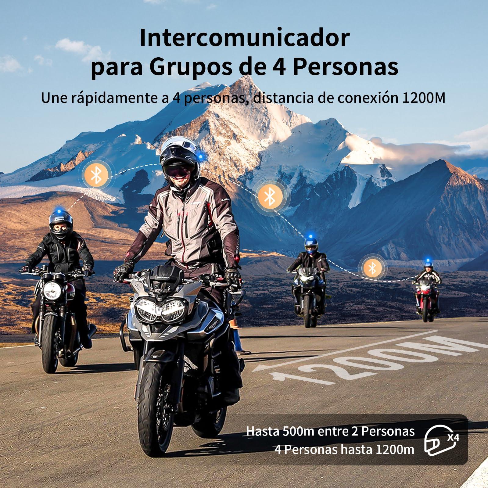 Fodsports FX8 Air Intercomunicador Casco Moto de 4-6 Vías para Motocicleta, Cable AUX con Mezcla de Audio, ENC&DSP Reducción De Ruido, Radio FM, Compartir Música, Batería De 900 Mah