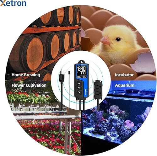 Miniatura 9 de Xetron Controlador de temperatura digital con calefacción de refrigeración con salida precableada de encendido y apagado controlador de termostato