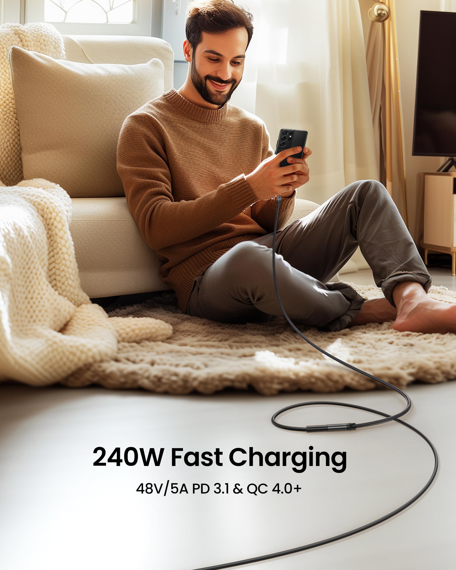 Silkland Cavo Prolunga USB C 1M Maschio a Femmina, 20Gbps USB 3.2 Gen 2×2, Cavo USB C 240W 48V/5 A, 5K@60Hz, 4K@144Hz, Prolunga Tipo C per iPhone 16 15, MacBook Pro/Air, iPad Pro, PSSD, Dock